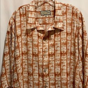 PUSSERS ISLAND STYLE LINEN SHIRT SZ XXL RUST CAMP